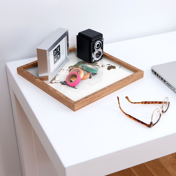 Dřevěný dekorativní servírovací tác Map, 40 x 40 cm-image-1