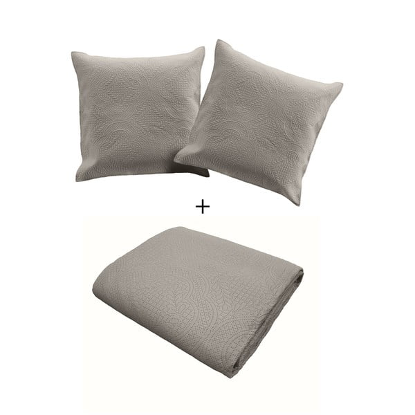 Šedý prošívaný set přehozu a povlaku na polštář z mikrovlákna 240x220 cm Romane – douceur d'intérieur-image-2