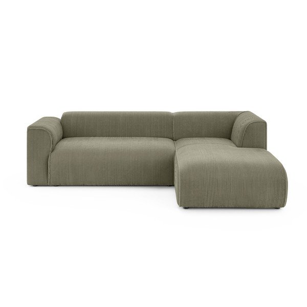 Zelená manšestrová rohová pohovka (pravý roh/s lenoškou) Merid  – Ropez