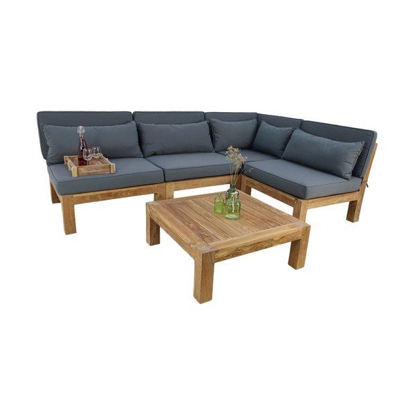 Šedý zahradní lounge set z teakového dřeva pro 4 osoby Aruba - HSM collection-image-2