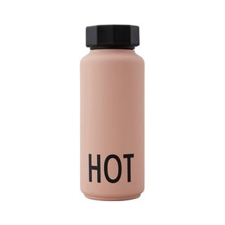 Růžová termo láhev Design Letters Hot, 500 ml