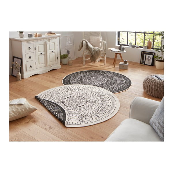 Černo-krémový venkovní koberec NORTHRUGS Porto, ⌀ 140 cm-image-1