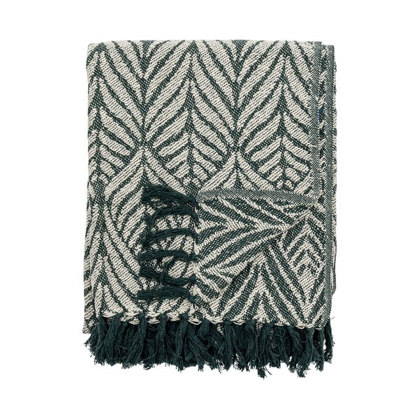 Zelená/béžová deka z recyklované bavlny 130x160 cm Ugento – Bloomingville-image-4