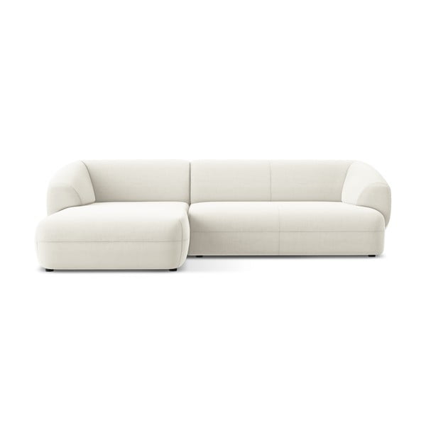 Bílá sametová rohová pohovka (levý roh) Moana – Makamii