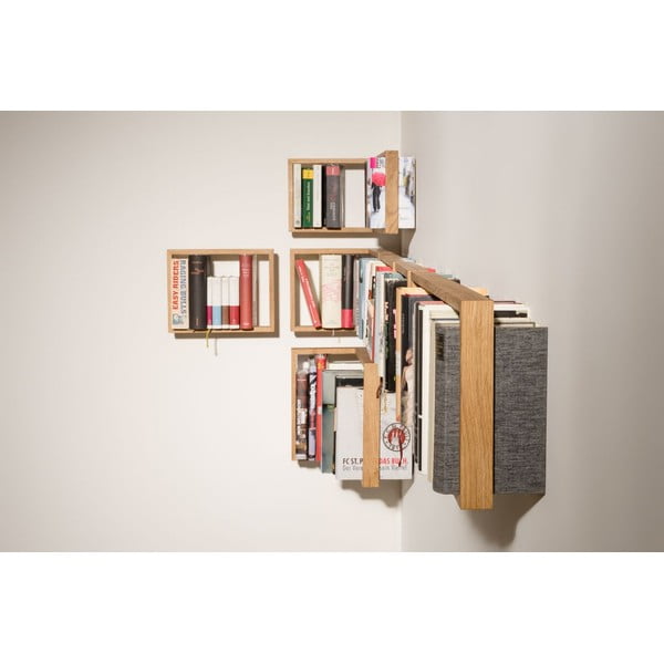 Knižní police z dubového dřeva das kleine b b6, výška 25 cm-image-4