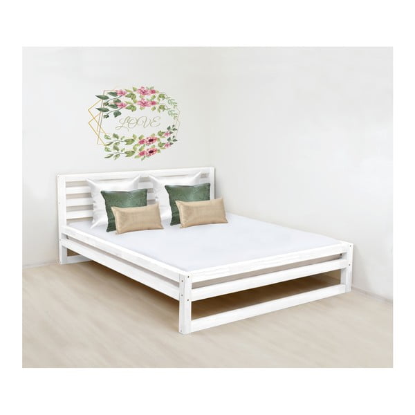 Bílá dřevěná dvoulůžková postel Benlemi DeLuxe, 200 x 190 cm