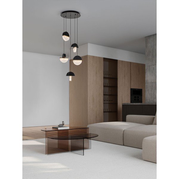 Černé kovové LED stmívatelné závěsné svítidlo ø 46 cm Dorin – Nova Luce-image-1