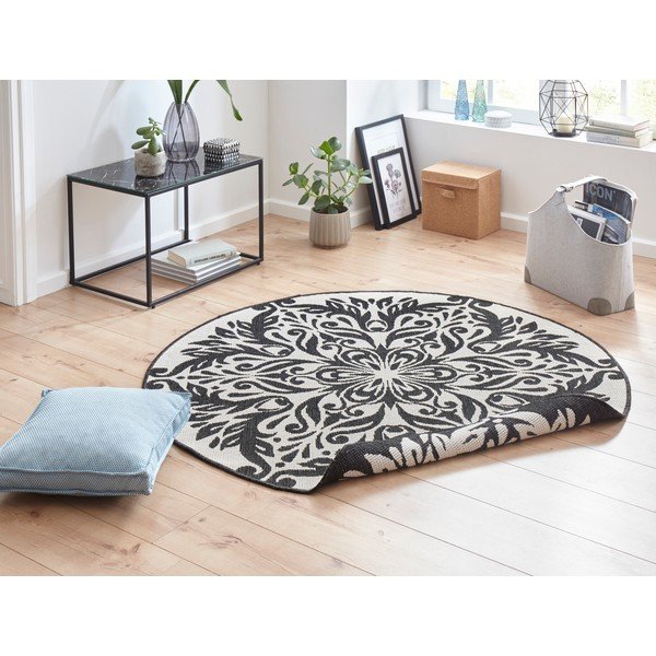 Černo-krémový venkovní koberec NORTHRUGS Madrid, ⌀ 200 cm-image-1