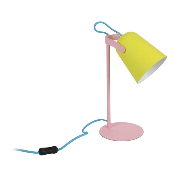 Žluto-růžová stolní lampa s modrým kabelem Le Studio Mezzo