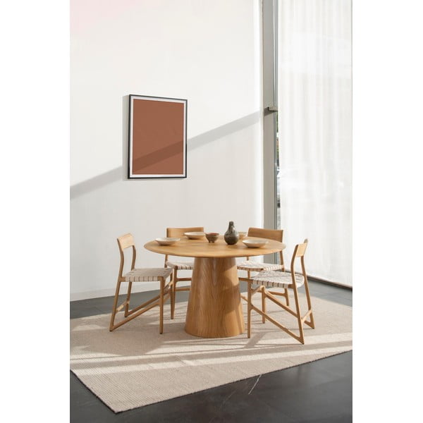 Jídelní židle z masivního dubového dřeva s bílým sedákem Gazzda Fawn-image-2