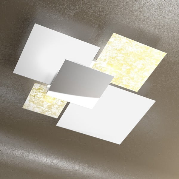 Bílé stropní svítidlo se zlatým a stříbrným detailem Barloom Fo