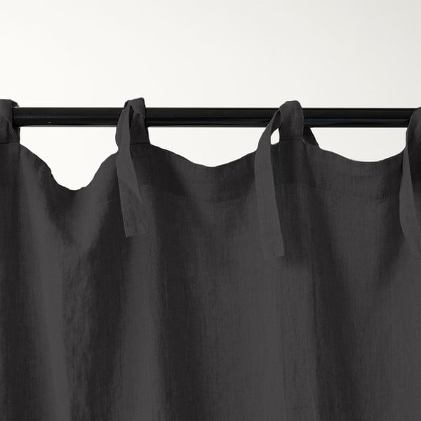 Tmavě šedý lněný závěs s poutky Linen Tales Night Time, 250 x 140 cm-image-2