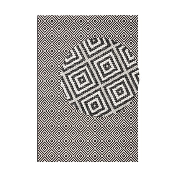 Černo-bílý venkovní koberec NORTHRUGS Karo, 80 x 150 cm