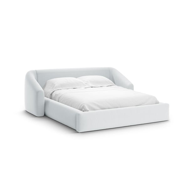 Světle šedá čalouněná dvoulůžková postel s úložným prostorem s roštem 140x200 cm Campi – Cosmopolitan Design