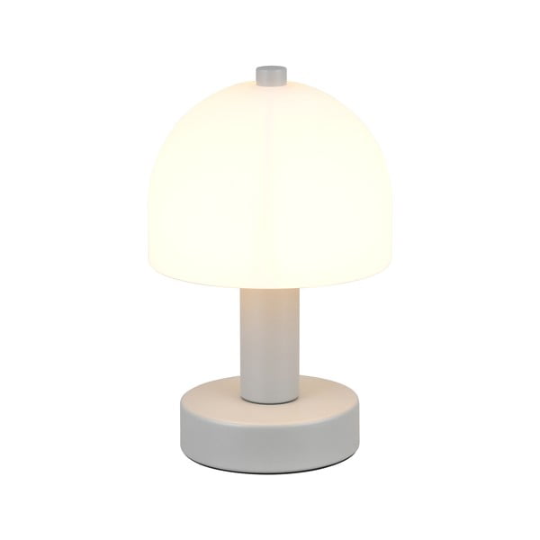 Šedá stolní lampa se skleněným stínidlem (výška 19 cm) Glenn – Trio-image-1