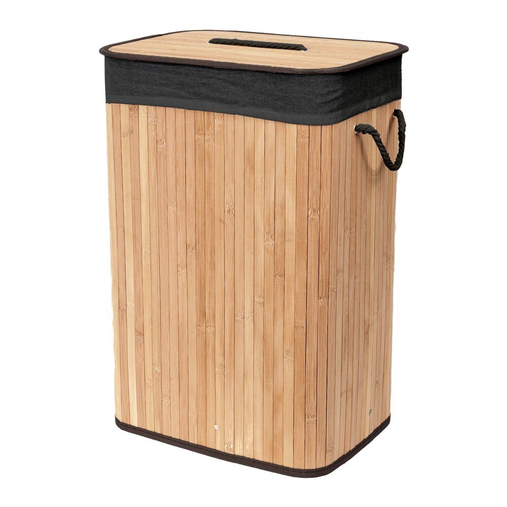 Čierny/v prírodnej farbe bambusový kôš na prádlo 78 l Bamboo – Compactor