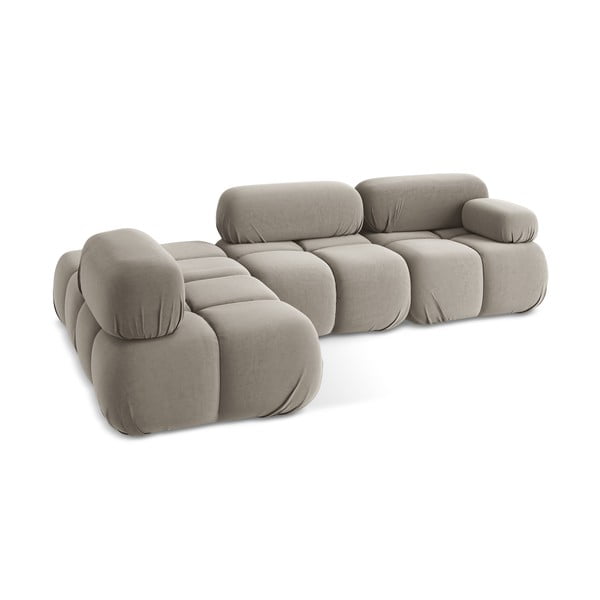 Béžová sametová modulární rohová pohovka (levý roh) Lokua – Makamii-image-4