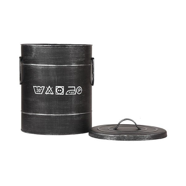 Černý kovový koš na špinavé prádlo LABEL51, ⌀ 26 cm-image-1