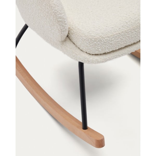 Bílé houpací křeslo z textilie bouclé Maustin – Kave Home-image-3