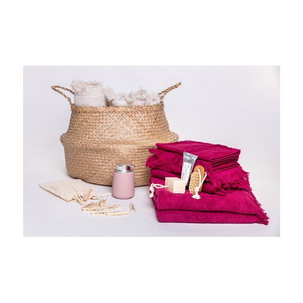 Sada 6 červených ručníků a 2 osušek ze 100% bavlny Bonami Selection-image-3