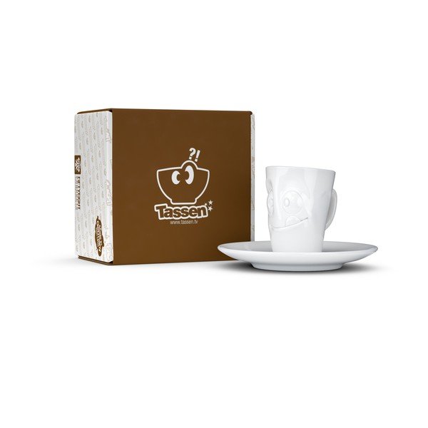 Bílý mlsný porcelánový šálek na espresso s podšálkem 58products, objem 80 ml-image-4