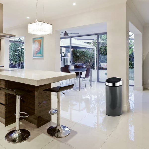 Tmavě šedý dotykový ocelový odpadkový koš 30 l – MSV-image-1