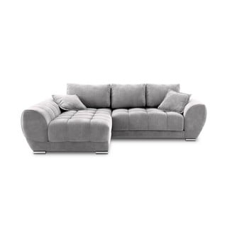 Světle šedá rozkládací rohová pohovka se sametovým potahem Windsor & Co Sofas Nuage, levý roh