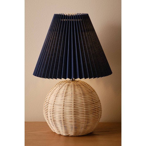Modrá/v přírodní barvě ratanová stolní lampa (výška 36 cm) Sisal – Jotex-image-1