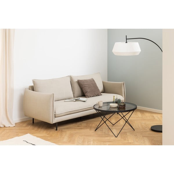 Černý konferenční stolek se skleněnou deskou ø 80 cm Cuxton – Actona-image-3