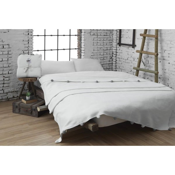 Krémový fleecový přehoz 150x200 cm Pom Pom – Mijolnir-image-1