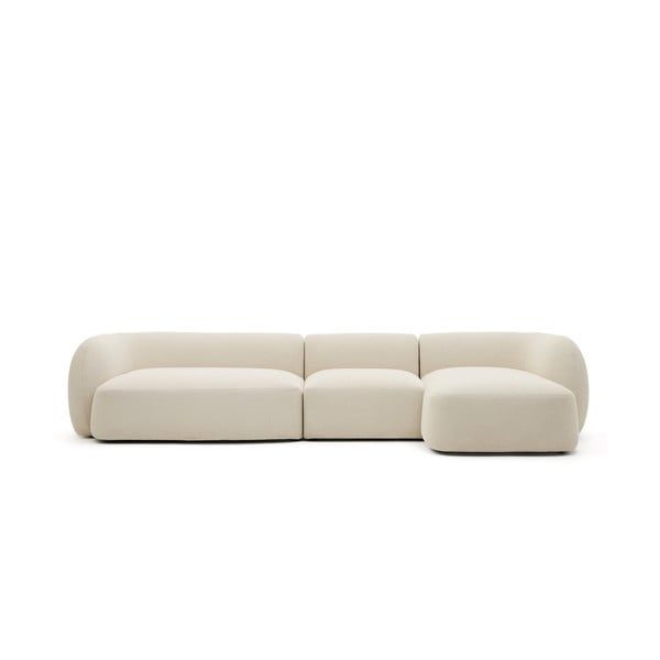 Krémová žinylková rohová pohovka (pravý roh/s lenoškou) Martina – Kave Home