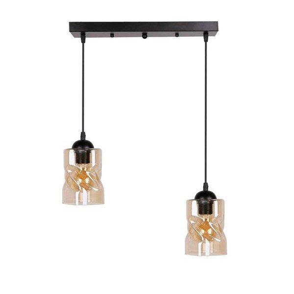 Černé závěsné svítidlo se skleněným stínidlem 10x44 cm Felis – Candellux Lighting-image-3