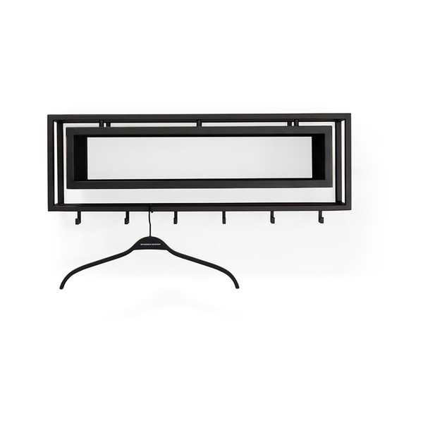 Černý nástěnný věšák z dubového dřeva s poličkou 78 cm School – Spinder Design-image-2