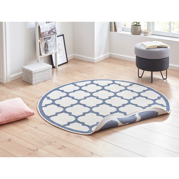 Modro-krémový venkovní koberec NORTHRUGS Palermo, ⌀ 200 cm-image-1