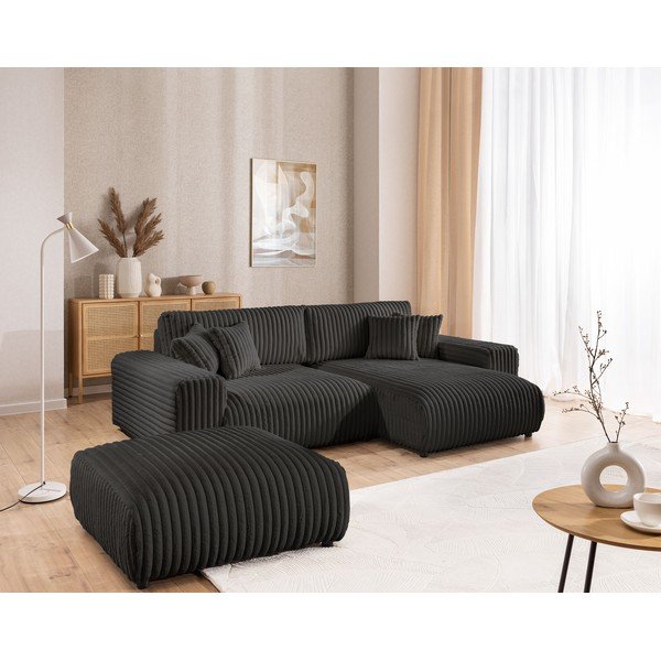 Tmavě šedá manšestrová podnožka Justin – Ropez-image-3