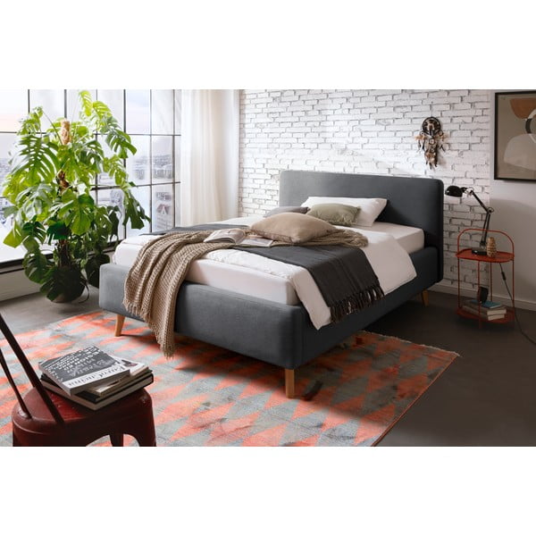 Antracitová čalouněná dvoulůžková postel s úložným prostorem s roštem 140x200 cm Mattis – Meise Möbel-image-1