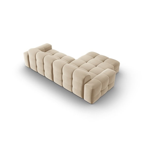 Béžová sametová rohová pohovka (levý roh) Kendal – Micadoni Home-image-4