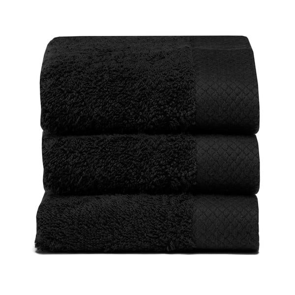 Set 3 ručníků Pure Black, 30x50 cm
