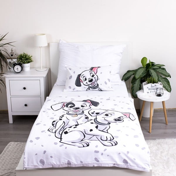 Bílé bavlněné dětské povlečení do postýlky 100x135 cm 101 Dalmatians – Jerry Fabrics-image-1