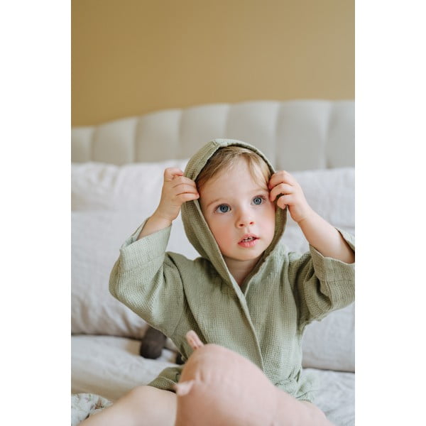 Dětský zelený lněný župan Linen Tales Nature, vel. 122 - 128-image-4