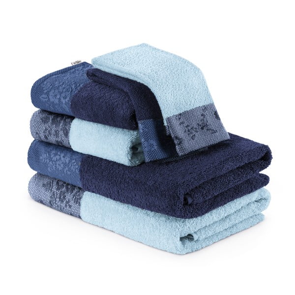 Sada 6 modrých ručníků a osušek AmeliaHome
