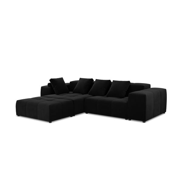 Černá sametová rohová pohovka (variabilní) Rome Velvet - Cosmopolitan Design-image-2