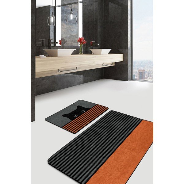Černo-oranžové koupelnové předložky v sadě 2 ks 60x100 cm – Mila Home-image-2