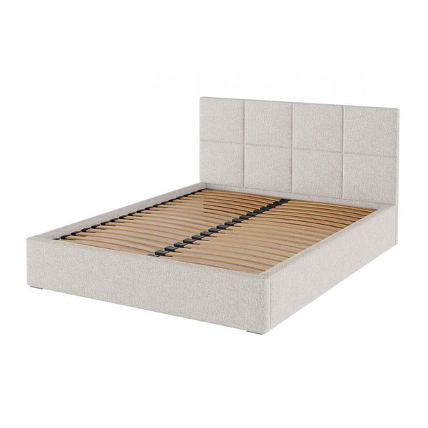 Béžová čalouněná dvoulůžková postel s úložným prostorem s roštem 180x200 cm Bufo – MESONICA-image-2