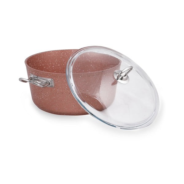 Růžový hliníkový hrnec s poklicí Güral Porselen Classic, ø 26 cm-image-3