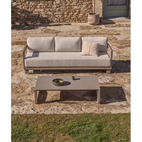 Béžový/taupe hliníkový zahradní lounge set pro 3 osoby Nerano – Kave Home-image-1