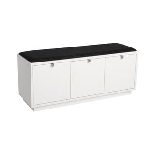 Bílá lavice s úložným prostorem a s černým sedákem Rowico Confetti, šířka 106 cm