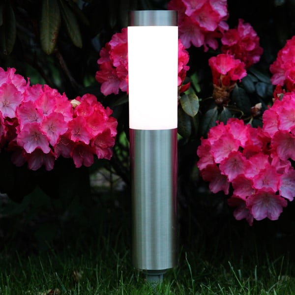 Stříbrné zahradní solární LED svítidlo Star Trading Cordoba, výška 40 cm