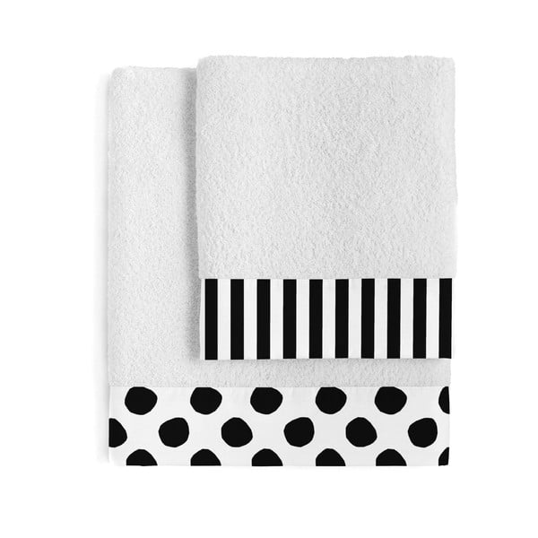 Sada 2 bavlněných ručníků Blanc Dot