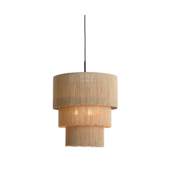 Taupe závěsné svítidlo s textilním stínidlem ø 10 cm Malaika – Light & Living-image-3